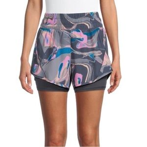 Avia Women's Plus Size Marbled Running Short With Built-in Bike Liner XXXL-22